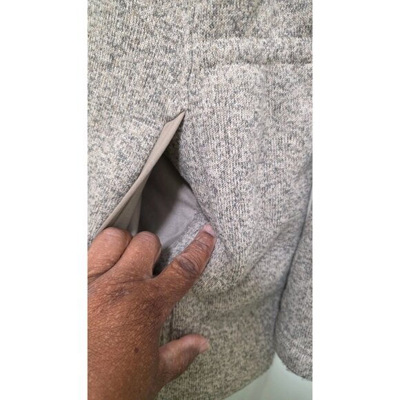 Lands End Women's Hooded Zip-Up Jacket Pockets Beige Heather Knit Size XL - Picture 6 of 10